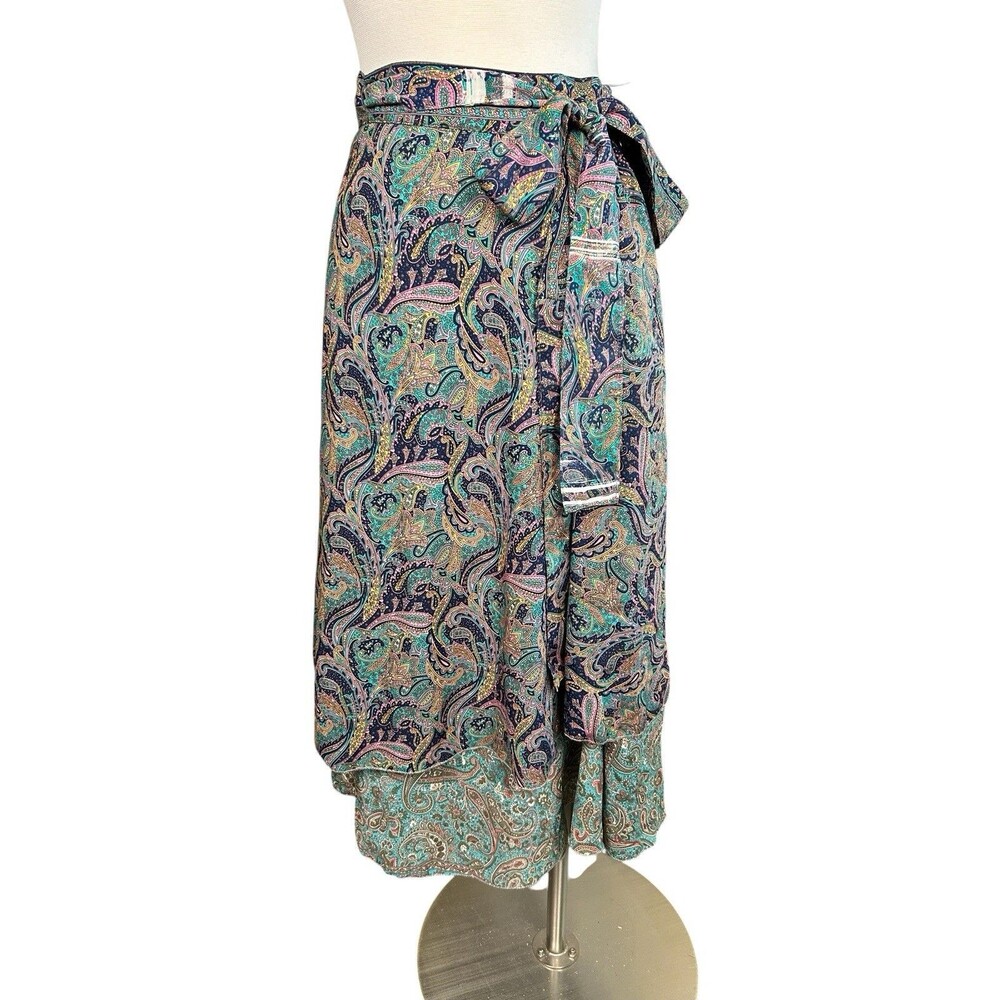 RR Hawaii Resort Paisley Two Tier Wrap Skirt Midi Beach Coverup NWT Sz M